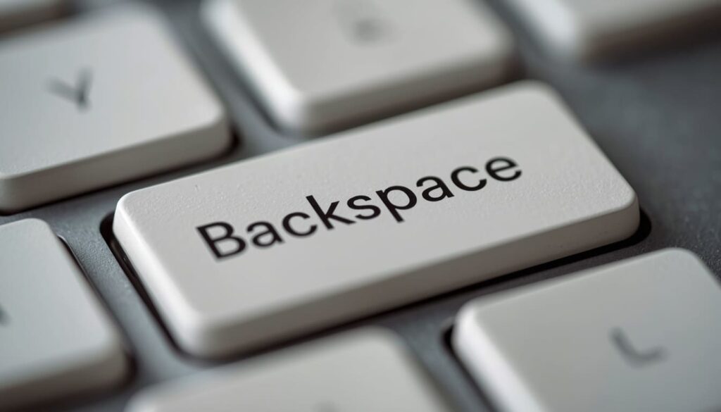 Close-up of a keyboard backspace key