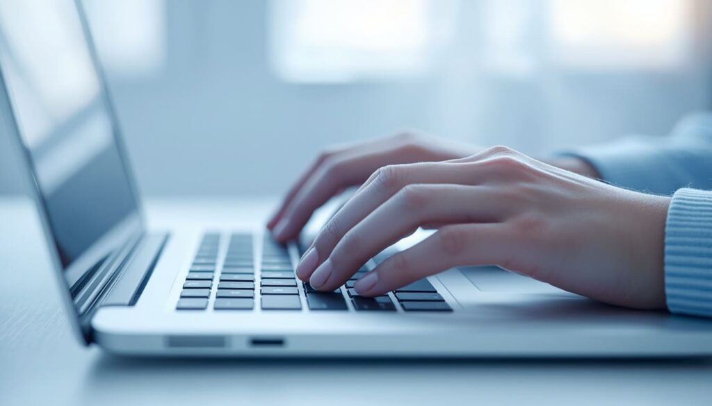 Beginner learning to type without looking at the keyboard