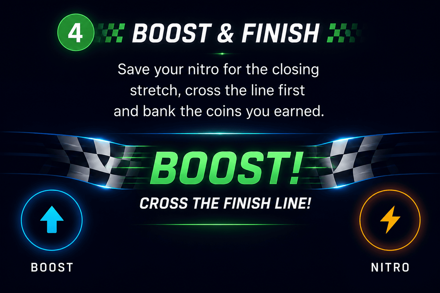 Boost and finish first in Type Rush